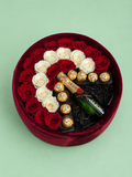 Box Terciopelo Small Elegant Rosas Importadas / Möet / Ferrero Rocher