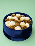 Box Terciopelo Small Elegant Rosas Importadas Doradas y Blanco