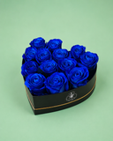 Box Corazon 12 Rosas Importadas Azules