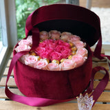 Box Terciopelo Small Elegant Rosas Importadas y Ferrero Rocher